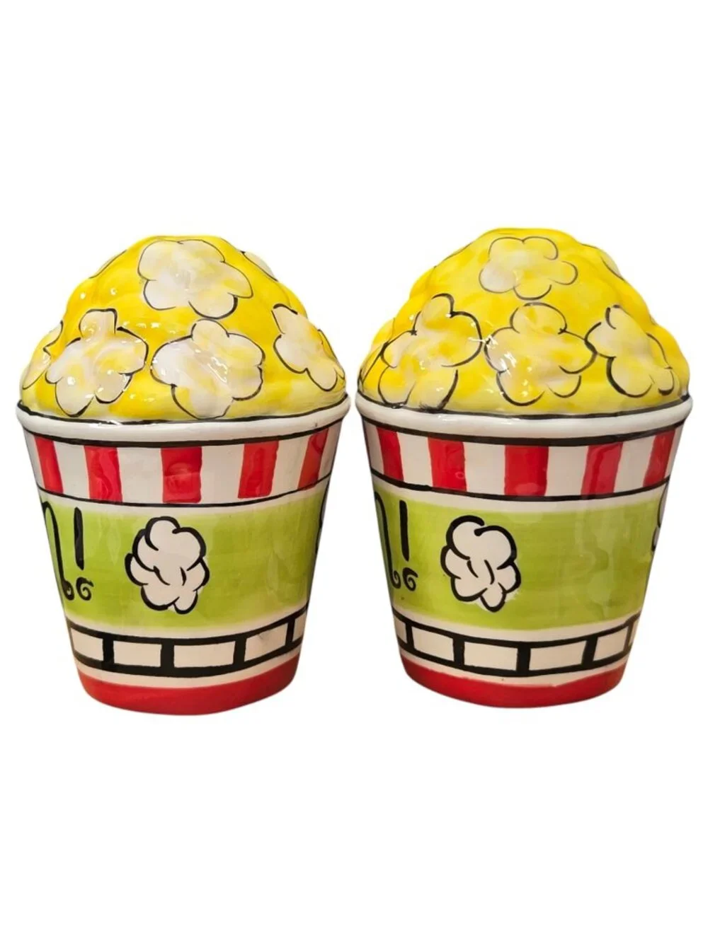 Popcorn Bucket Salt and Pepper Set Seasoning Cheese Shaker Pier 1 Vintage